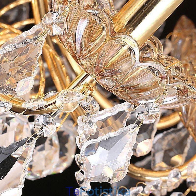 Μεγάλος Κρυστάλλινος Πολυέλαιος Ευρωπαϊκός Χρυσός Φωτιστικό Οροφής