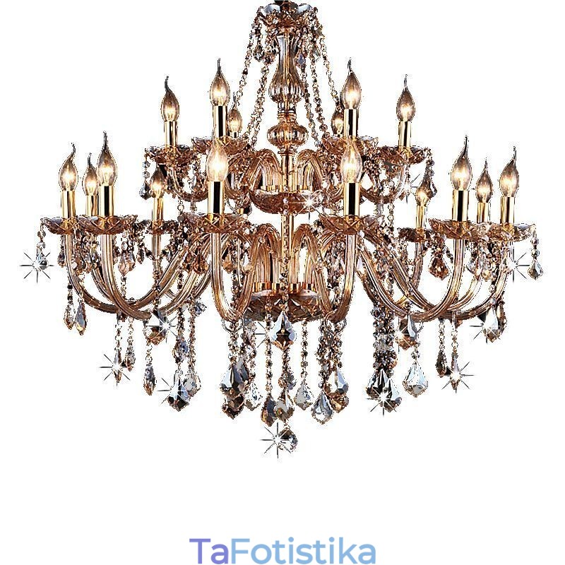 Ευρωπαϊκό Κρυστάλλινος Πολυέλαιος Κομψό Μεγάλο Κρεμαστό Φωτιστικό Κεχριμπάρι