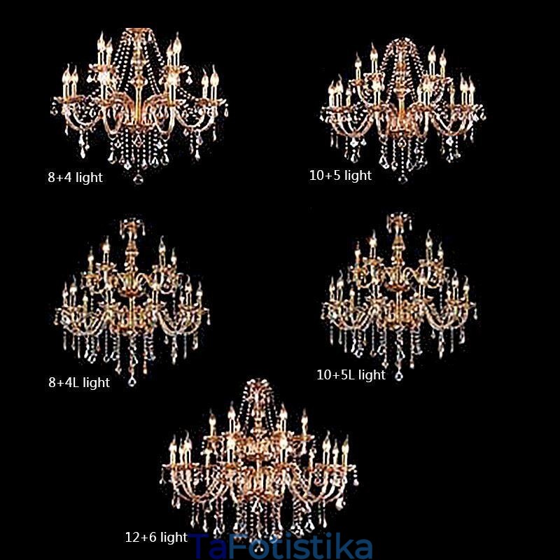 Ευρωπαϊκό Κρυστάλλινος Πολυέλαιος Κομψό Μεγάλο Κρεμαστό Φωτιστικό Κεχριμπάρι