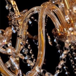 Ευρωπαϊκό Κρυστάλλινος Πολυέλαιος Κομψό Μεγάλο Κρεμαστό Φωτιστικό Κεχριμπάρι