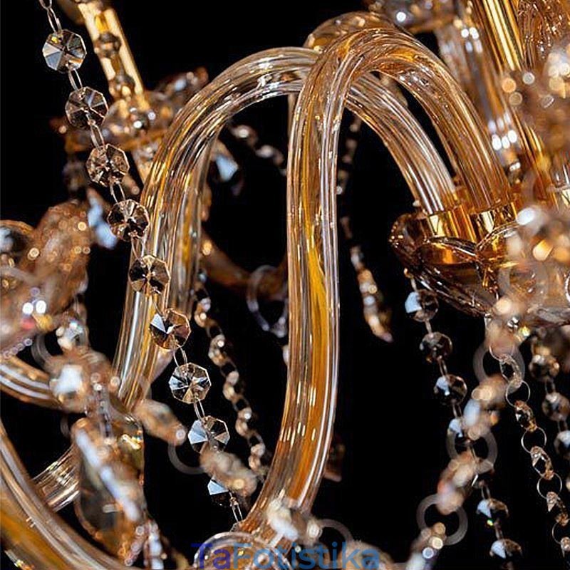 Ευρωπαϊκό Κρυστάλλινος Πολυέλαιος Κομψό Μεγάλο Κρεμαστό Φωτιστικό Κεχριμπάρι