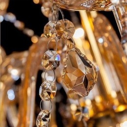 Ευρωπαϊκό Κρυστάλλινος Πολυέλαιος Κομψό Μεγάλο Κρεμαστό Φωτιστικό Κεχριμπάρι