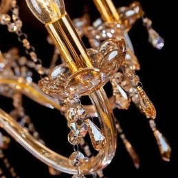 Ευρωπαϊκό Κρυστάλλινος Πολυέλαιος Κομψό Μεγάλο Κρεμαστό Φωτιστικό Κεχριμπάρι