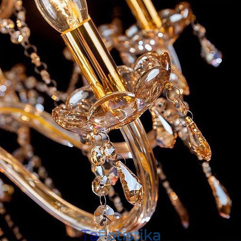 Ευρωπαϊκό Κρυστάλλινος Πολυέλαιος Κομψό Μεγάλο Κρεμαστό Φωτιστικό Κεχριμπάρι