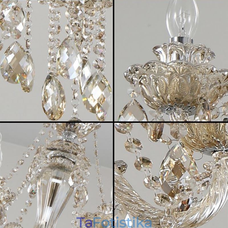 Crystal Chandelier Cognac Φωτιστικό Οροφής Luxury European