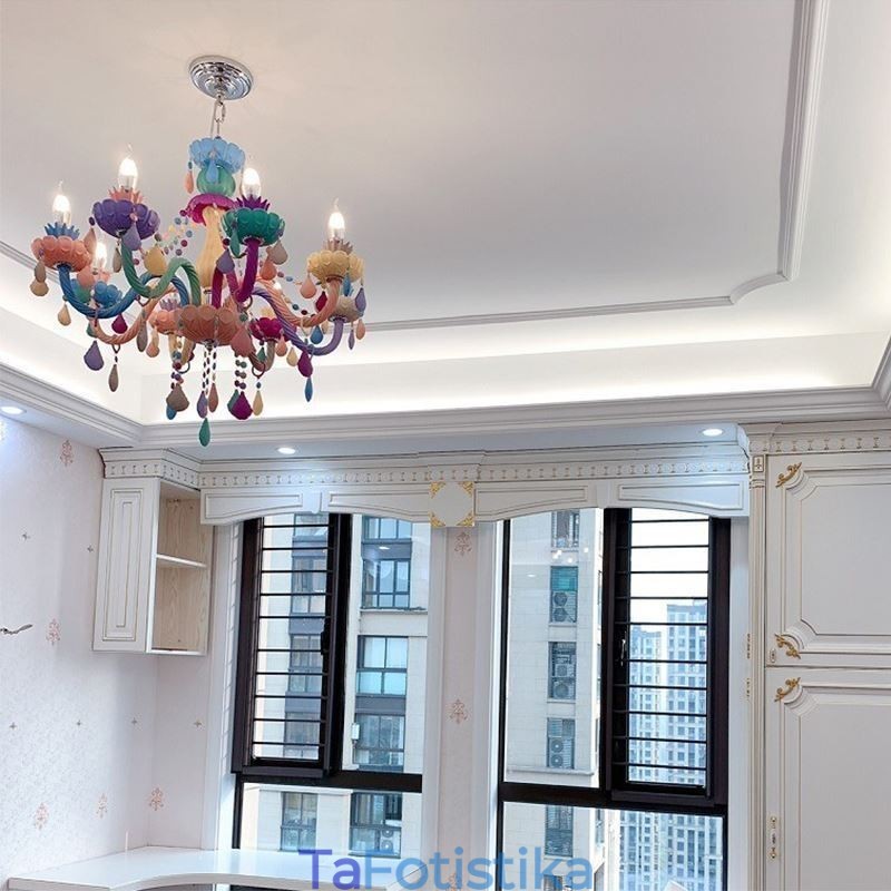 European Colorful Crystal Chandelier Macaron Κρεμαστό φως