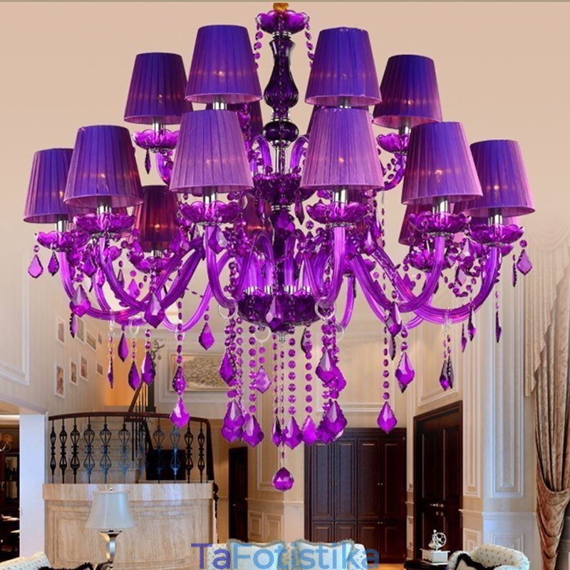 Κρυστάλλινος πολυέλαιος ευρωπαϊκού στυλ Μωβ κρεμαστό φως