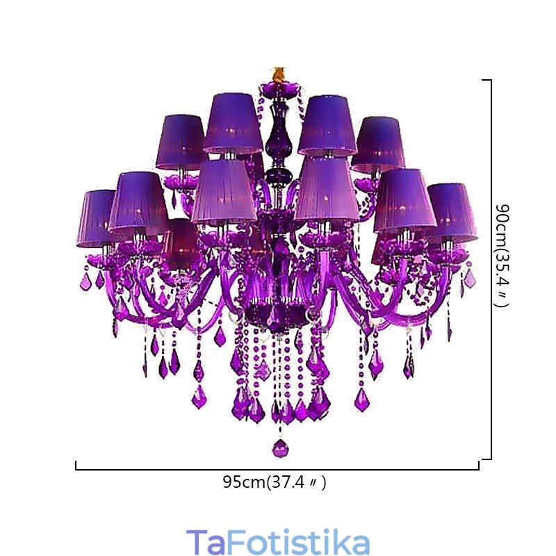 Κρυστάλλινος πολυέλαιος ευρωπαϊκού στυλ Μωβ κρεμαστό φως