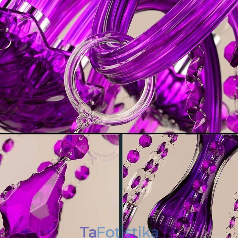 Κρυστάλλινος πολυέλαιος ευρωπαϊκού στυλ Μωβ κρεμαστό φως