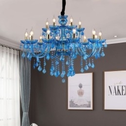 Κομψός Κρυστάλλινος Πολυέλαιος Ευρωπαϊκό Μπλε Κρεμαστό Φωτιστικό