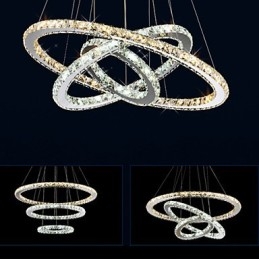 Κρεμαστά φωτιστικά Amber and Clear K9 Crystal Φωτιστικά Πολυέλαιος Φωτισμός με 3 Δαχτυλίδι