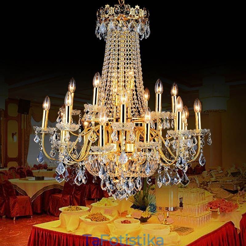 European Luxury Crystal Chandelier Duplex Κρεμαστό Φωτιστικό Σκάλας