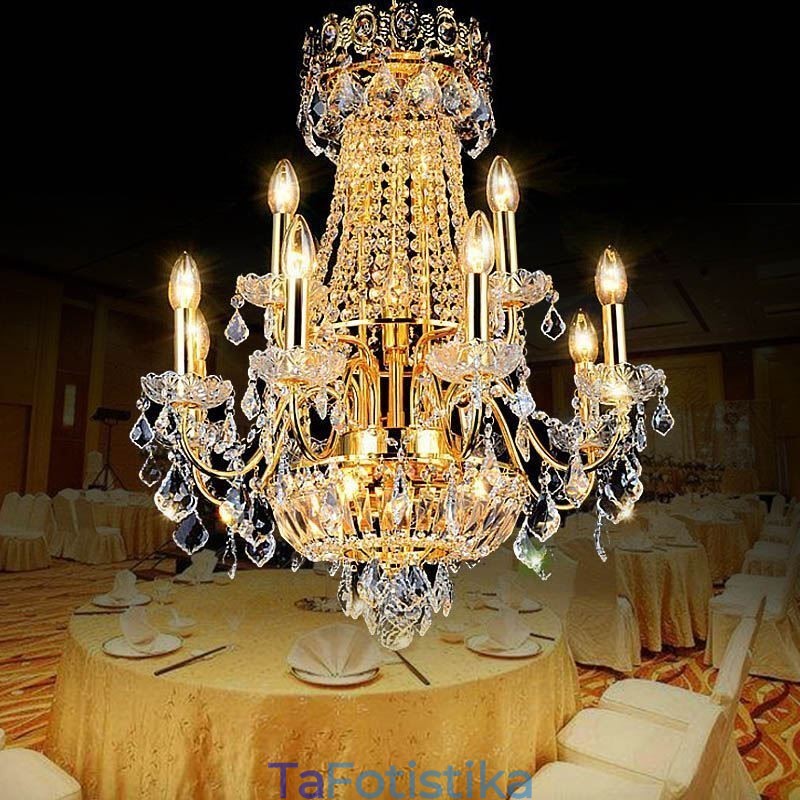 European Luxury Crystal Chandelier Duplex Κρεμαστό Φωτιστικό Σκάλας