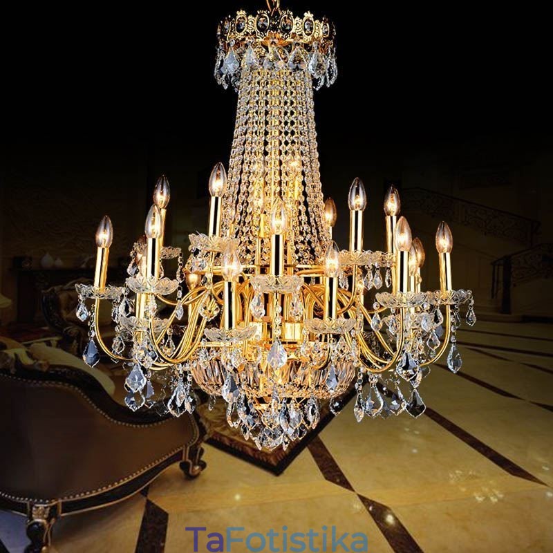 European Luxury Crystal Chandelier Duplex Κρεμαστό Φωτιστικό Σκάλας