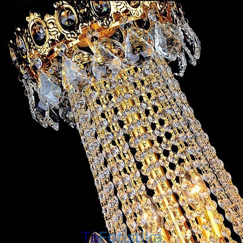 European Luxury Crystal Chandelier Duplex Κρεμαστό Φωτιστικό Σκάλας