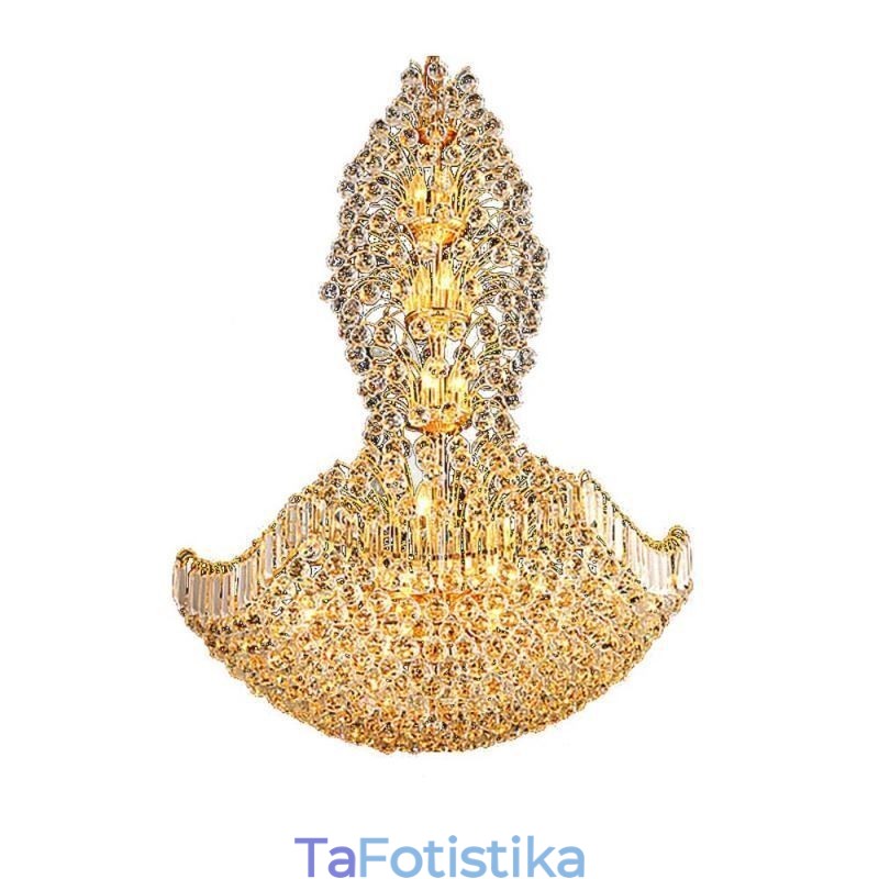 European Crystal Empire Πολυέλαιος Μεγάλο Χρυσό Κρεμαστό Φωτιστικό