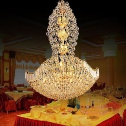 European Crystal Empire Πολυέλαιος Μεγάλο Χρυσό Κρεμαστό Φωτιστικό