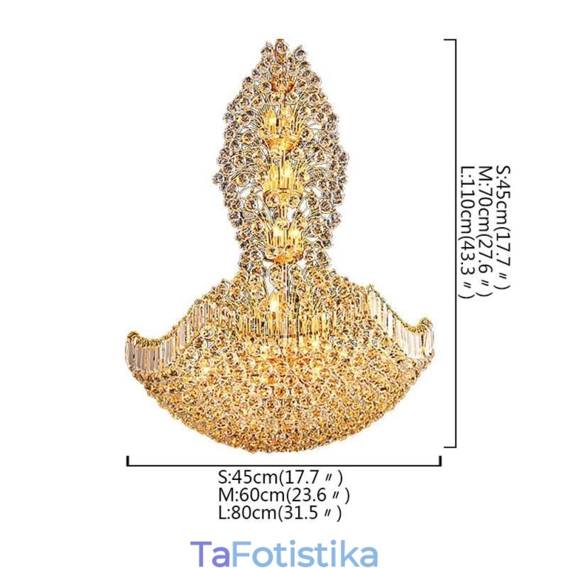 European Crystal Empire Πολυέλαιος Μεγάλο Χρυσό Κρεμαστό Φωτιστικό