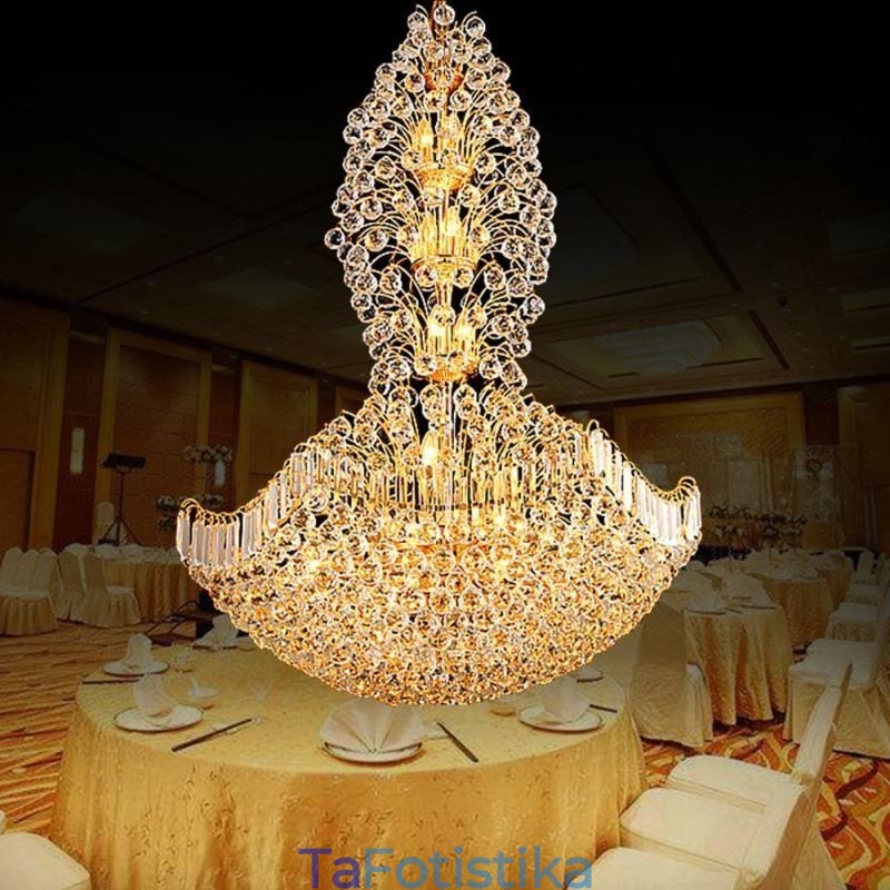 European Crystal Empire Πολυέλαιος Μεγάλο Χρυσό Κρεμαστό Φωτιστικό