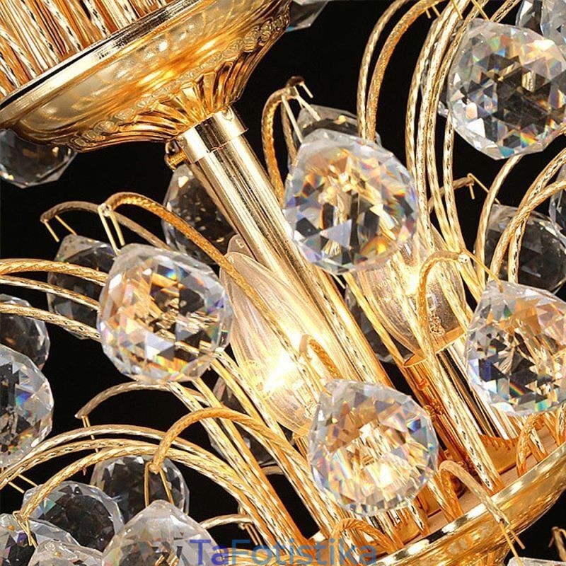 European Crystal Empire Πολυέλαιος Μεγάλο Χρυσό Κρεμαστό Φωτιστικό