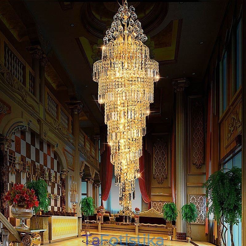 Κομψό Crystal Empire Chandelier European Luxury Μακρύ μενταγιόν