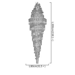 Κομψό Crystal Empire Chandelier European Luxury Μακρύ μενταγιόν
