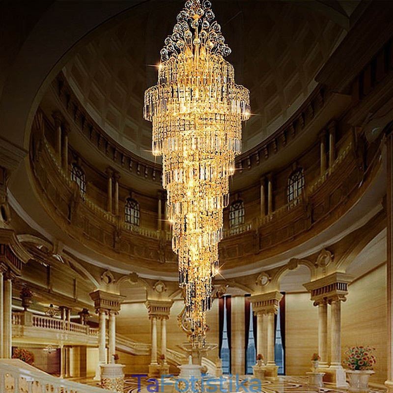 Κομψό Crystal Empire Chandelier European Luxury Μακρύ μενταγιόν