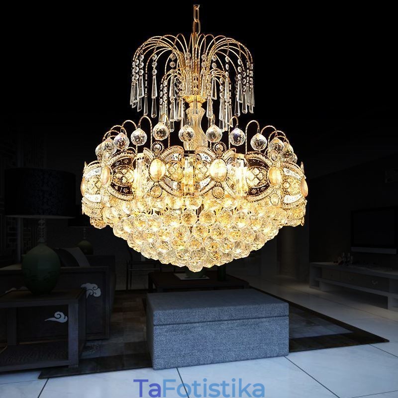 Χαριτωμένο κρυστάλλινος πολυέλαιος Κλασικό Χρυσό Κρεμαστό Φωτιστικό