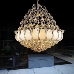 Σύγχρονο Crystal Empire Πολυέλαιος Χρυσό Κρεμαστό Κρεμαστό Φωτιστικό Lotus