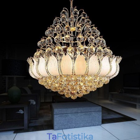 Σύγχρονο Crystal Empire Πολυέλαιος Χρυσό Κρεμαστό Κρεμαστό Φωτιστικό Lotus Σύγχρονο Crystal Empire Πολυέλαιος Χρυσό Κρεμαστό Κρεμαστό Φωτιστικό Lotus