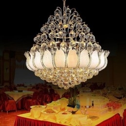 Σύγχρονο Crystal Empire Πολυέλαιος Χρυσό Κρεμαστό Κρεμαστό Φωτιστικό Lotus
