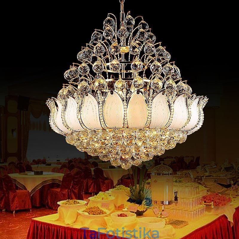 Σύγχρονο Crystal Empire Πολυέλαιος Χρυσό Κρεμαστό Κρεμαστό Φωτιστικό Lotus