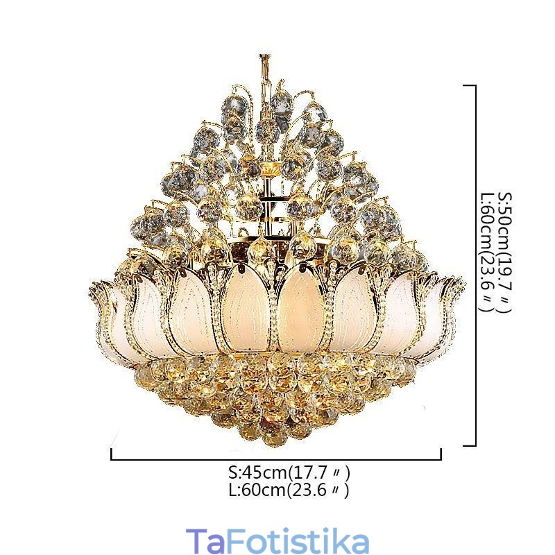 Σύγχρονο Crystal Empire Πολυέλαιος Χρυσό Κρεμαστό Κρεμαστό Φωτιστικό Lotus