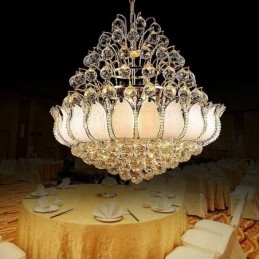 Σύγχρονο Crystal Empire Πολυέλαιος Χρυσό Κρεμαστό Κρεμαστό Φωτιστικό Lotus