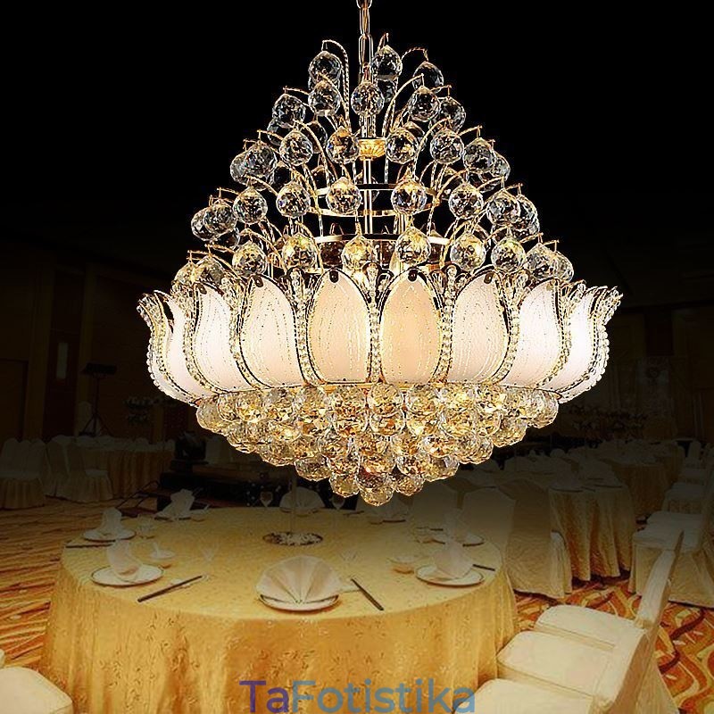 Σύγχρονο Crystal Empire Πολυέλαιος Χρυσό Κρεμαστό Κρεμαστό Φωτιστικό Lotus