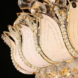 Σύγχρονο Crystal Empire Πολυέλαιος Χρυσό Κρεμαστό Κρεμαστό Φωτιστικό Lotus