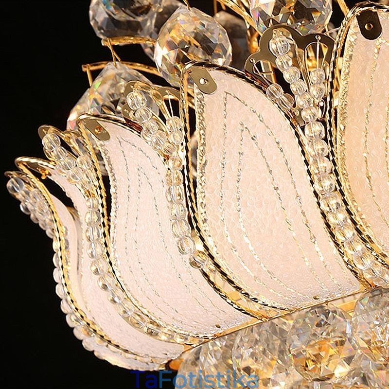 Σύγχρονο Crystal Empire Πολυέλαιος Χρυσό Κρεμαστό Κρεμαστό Φωτιστικό Lotus