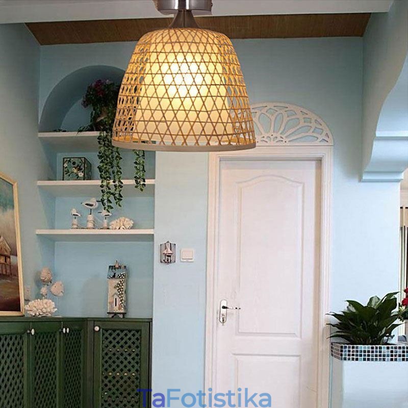 Δημιουργικό φωτιστικό στρογγυλής οροφής με ημιώροφο με μπαμπού φωτιστικό προθάλαμου