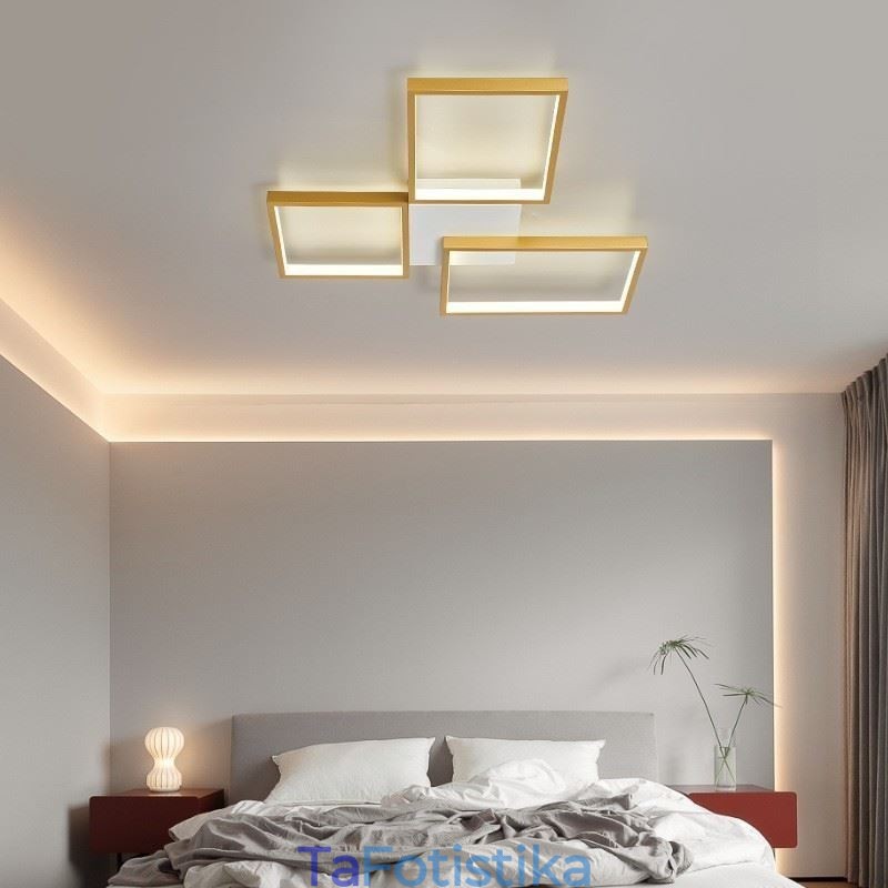 Flush Mount Minimalist 3 τετράγωνο φωτιστικό οροφής Stepless Dimmable with Remote Control 60W