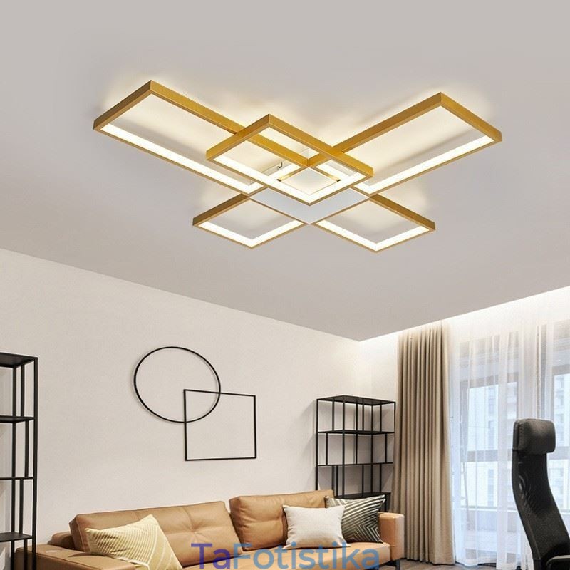 Μινιμαλιστικό Flush Mount Five Τετράγωνο Φωτιστικό Οροφής Χωρίς Βήμα Ρυθμιζόμενο με Τηλεχειριστήριο 92W