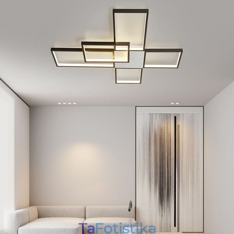 Μινιμαλιστικό Flush Mount Five Τετράγωνο Φωτιστικό Οροφής Χωρίς Βήμα Ρυθμιζόμενο με Τηλεχειριστήριο 92W