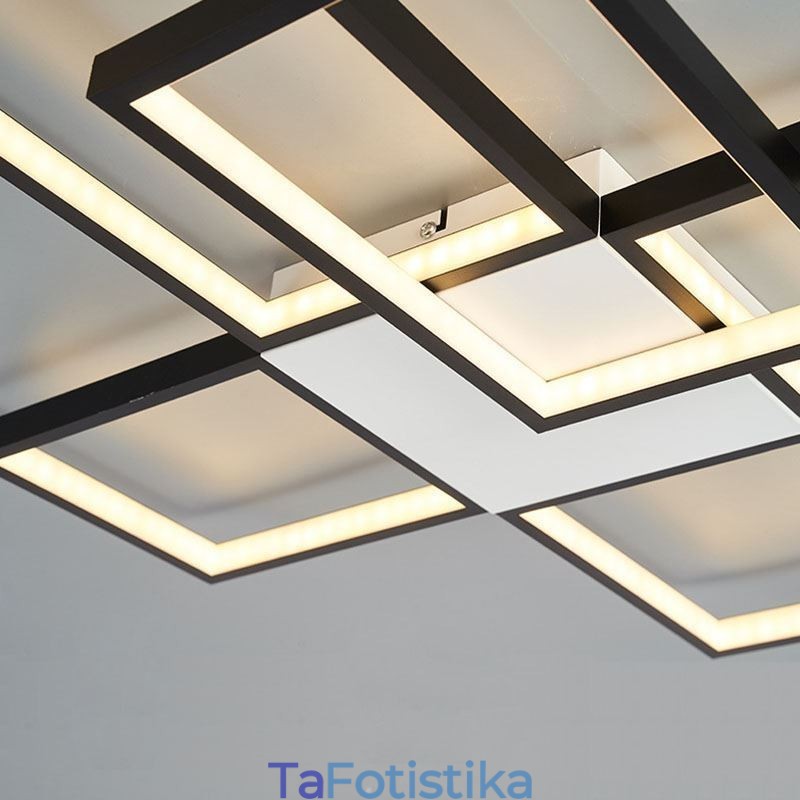 Μινιμαλιστικό Flush Mount Five Τετράγωνο Φωτιστικό Οροφής Χωρίς Βήμα Ρυθμιζόμενο με Τηλεχειριστήριο 92W