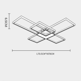 Μινιμαλιστικό Flush Mount Five Τετράγωνο Φωτιστικό Οροφής Χωρίς Βήμα Ρυθμιζόμενο με Τηλεχειριστήριο 92W