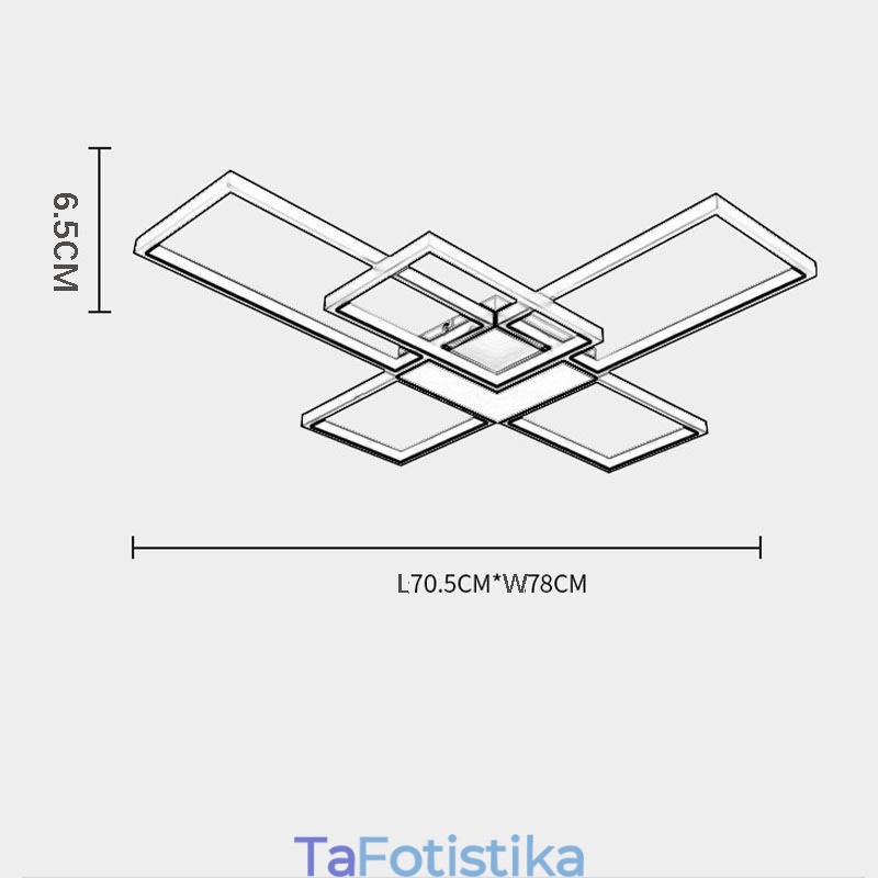 Μινιμαλιστικό Flush Mount Five Τετράγωνο Φωτιστικό Οροφής Χωρίς Βήμα Ρυθμιζόμενο με Τηλεχειριστήριο 92W