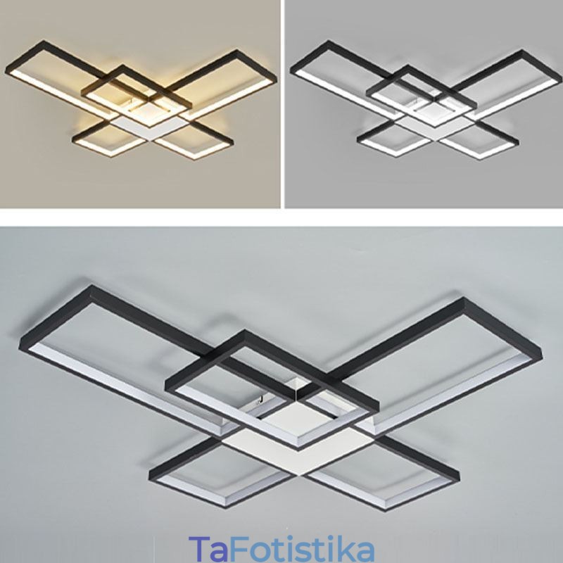Μινιμαλιστικό Flush Mount Five Τετράγωνο Φωτιστικό Οροφής Χωρίς Βήμα Ρυθμιζόμενο με Τηλεχειριστήριο 92W