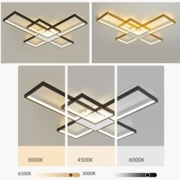 Μινιμαλιστικό Flush Mount Five Τετράγωνο Φωτιστικό Οροφής Χωρίς Βήμα Ρυθμιζόμενο με Τηλεχειριστήριο 92W