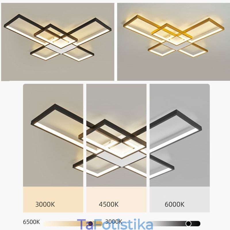 Μινιμαλιστικό Flush Mount Five Τετράγωνο Φωτιστικό Οροφής Χωρίς Βήμα Ρυθμιζόμενο με Τηλεχειριστήριο 92W