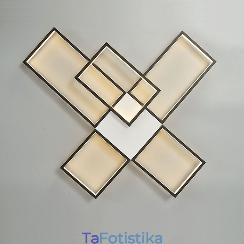 Μινιμαλιστικό Flush Mount Five Τετράγωνο Φωτιστικό Οροφής Χωρίς Βήμα Ρυθμιζόμενο με Τηλεχειριστήριο 92W