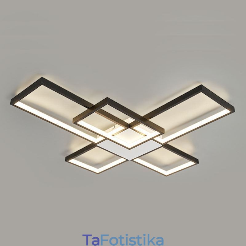 Μινιμαλιστικό Flush Mount Five Τετράγωνο Φωτιστικό Οροφής Χωρίς Βήμα Ρυθμιζόμενο με Τηλεχειριστήριο 92W