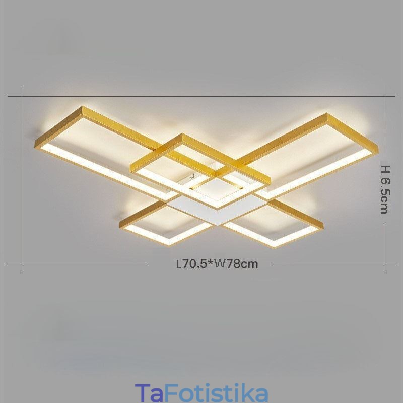 Μινιμαλιστικό Flush Mount Five Τετράγωνο Φωτιστικό Οροφής Χωρίς Βήμα Ρυθμιζόμενο με Τηλεχειριστήριο 92W